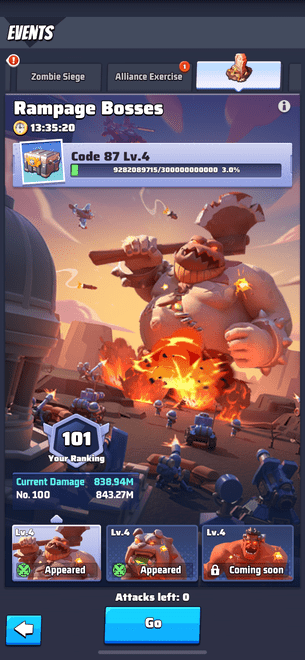 Last War Boss Rampage Event Tab